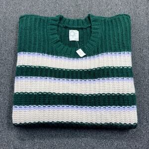Offline By Aerie Womens Green Stripped Bundle Up Oversized Sweater Plus Size XXL